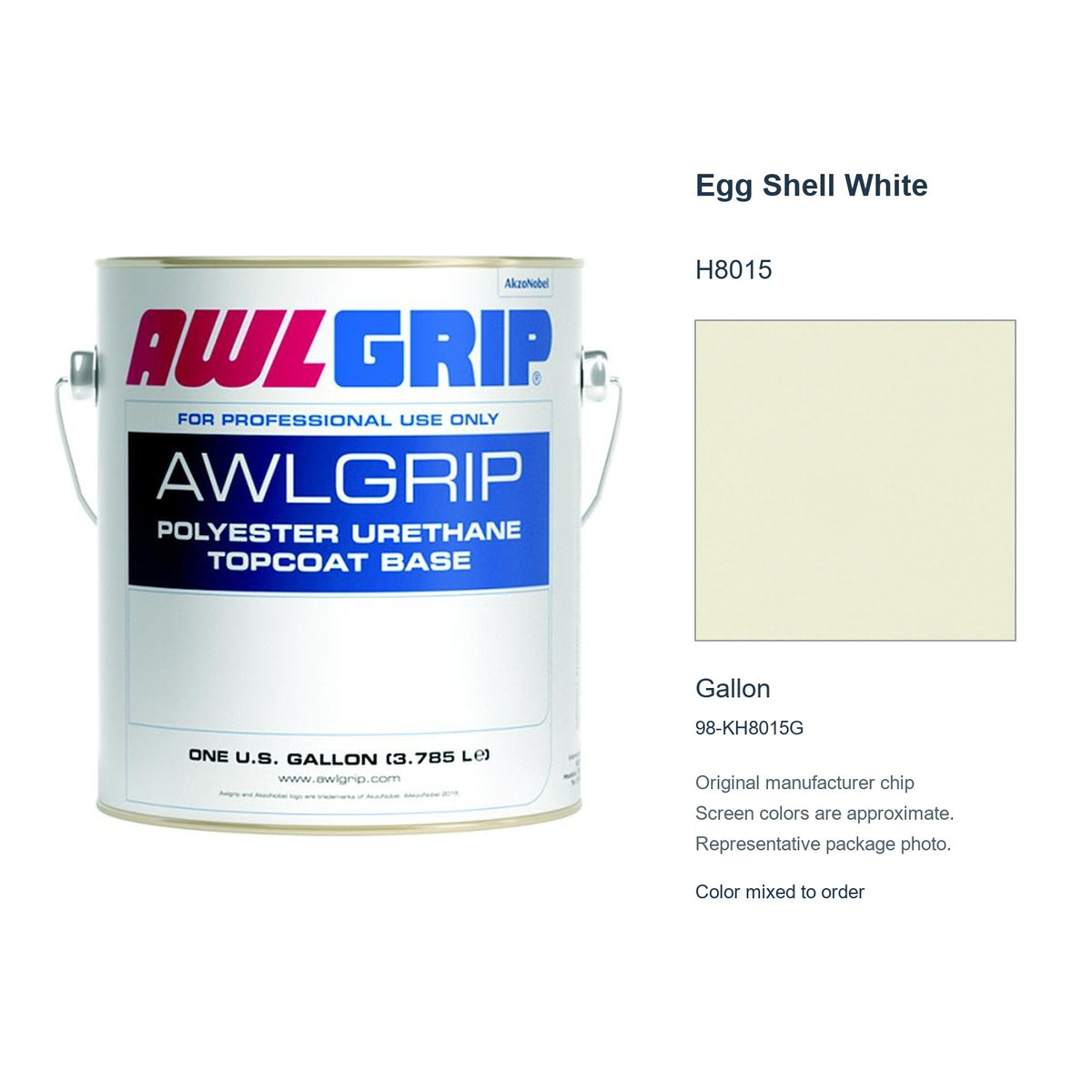 Awlgrip Egg Shell White H8015, Gallon, 98-KH8015G: representative original can with exact manufacturer color card sample