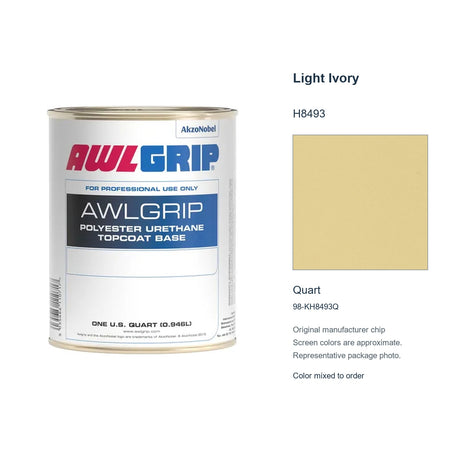 Awlgrip Light Ivory H8493, Quart, 98-KH8493Q: representative original can with exact manufacturer color card sample