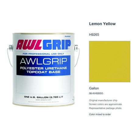Awlgrip Lemon Yellow H9265, Gallon, 98-KH9265G: representative original can with exact manufacturer color card sample