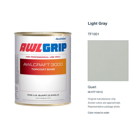 Awlgrip Awlcraft 3000 Light Gray TF1001, Quart, 98-KTF1001Q: representative original can with exact manufacturer color card sample