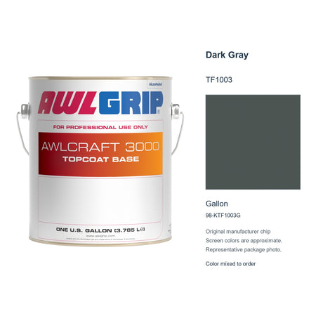 Awlgrip Awlcraft 3000 Dark Gray TF1003, Gallon, 98-KTF1003G: representative original can with exact manufacturer color card sample