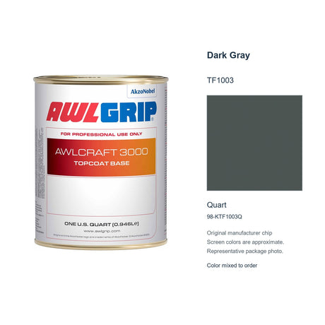 Awlgrip Awlcraft 3000 Dark Gray TF1003, Quart, 98-KTF1003Q: representative original can with exact manufacturer color card sample