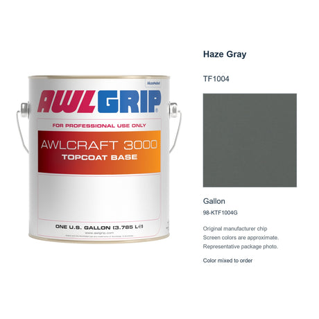 Awlgrip Awlcraft 3000 Haze Gray TF1004, Gallon, 98-KTF1004G: representative original can with exact manufacturer color card sample