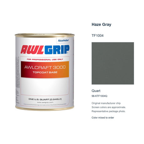 Awlgrip Awlcraft 3000 Haze Gray TF1004, Quart, 98-KTF1004Q: representative original can with exact manufacturer color card sample