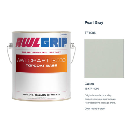 Awlgrip Awlcraft 3000 Pearl Gray TF1006, Gallon, 98-KTF1006G: representative original can with exact manufacturer color card sample