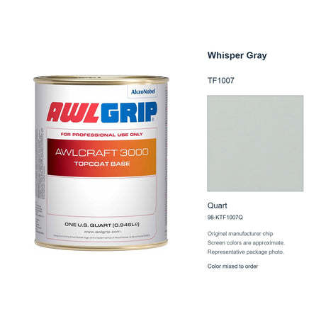 Awlgrip Awlcraft 3000 Whisper Gray TF1007, Quart, 98-KTF1007Q: representative original can with exact manufacturer color card sample