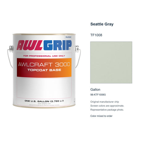 Awlgrip Awlcraft 3000 Seattle Gray TF1008, Gallon, 98-KTF1008G: representative original can with exact manufacturer color card sample