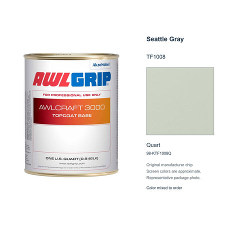 Awlgrip Awlcraft 3000 Seattle Gray TF1008, Quart, 98-KTF1008Q: representative original can with exact manufacturer color card sample