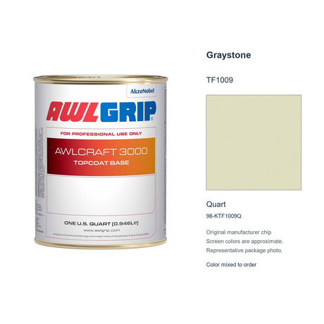 Awlgrip Awlcraft 3000 Graystone TF1009, Quart, 98-KTF1009Q: representative original can with exact manufacturer color card sample