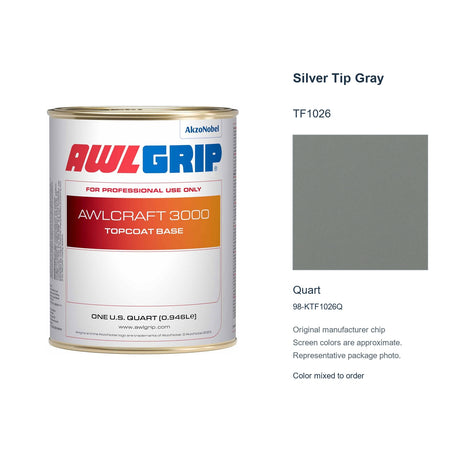 Awlgrip Awlcraft 3000 Silver Tip Gray TF1026, Quart, 98-KTF1026Q: representative original can with exact manufacturer color card sample