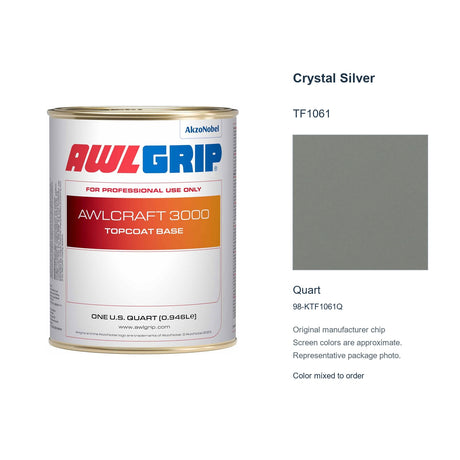Awlgrip Awlcraft 3000 Crystal Silver TF1061, Quart, 98-KTF1061Q: representative original can with exact manufacturer color card sample