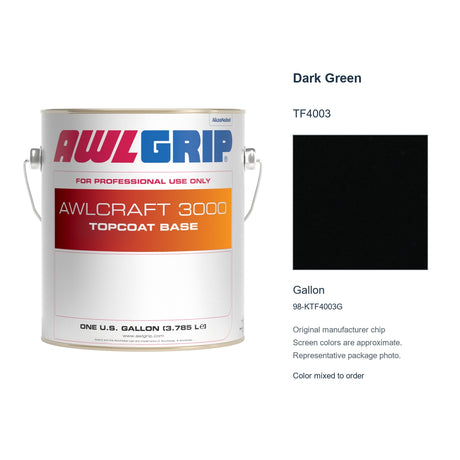 Awlgrip Awlcraft 3000 Dark Green TF4003, Gallon, 98-KTF4003G: representative original can with exact manufacturer color card sample