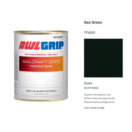 Awlgrip Awlcraft 3000 Sea Green TF4005, Quart, 98-KTF4005Q: representative original can with exact manufacturer color card sample