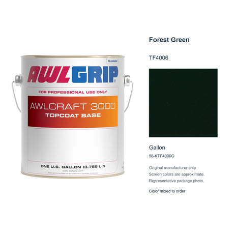 Awlgrip Awlcraft 3000 Forest Green TF4006, Gallon, 98-KTF4006G: representative original can with exact manufacturer color card sample
