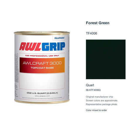 Awlgrip Awlcraft 3000 Forest Green TF4006, Quart, 98-KTF4006Q: representative original can with exact manufacturer color card sample