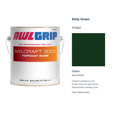 Awlgrip Awlcraft 3000 Kelly Green TF4007, Gallon, 98-KTF4007G: representative original can with exact manufacturer color card sample