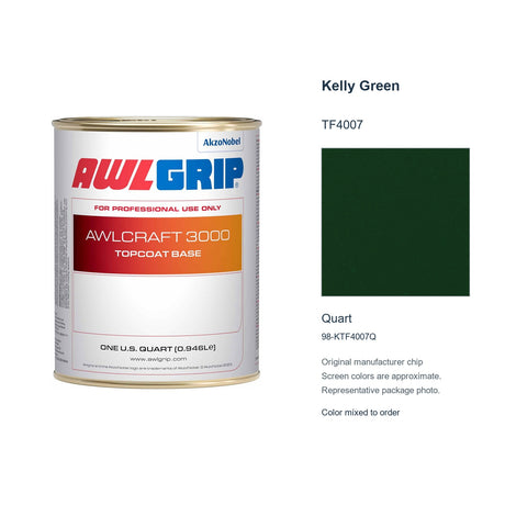 Awlgrip Awlcraft 3000 Kelly Green TF4007, Quart, 98-KTF4007Q: representative original can with exact manufacturer color card sample
