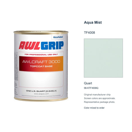 Awlgrip Awlcraft 3000 Aqua Mist TF4008, Quart, 98-KTF4008Q: representative original can with exact manufacturer color card sample