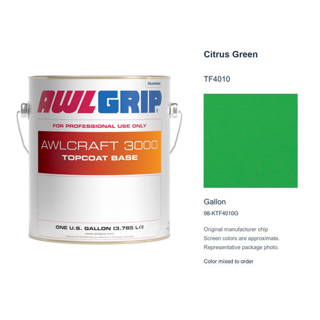 Awlgrip Awlcraft 3000 Citrus Green TF4010, Gallon, 98-KTF4010G: representative original can with exact manufacturer color card sample