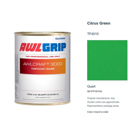 Awlgrip Awlcraft 3000 Citrus Green TF4010, Quart, 98-KTF4010Q: representative original can with exact manufacturer color card sample