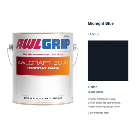 Awlgrip Awlcraft 3000 Midnight Blue TF5002, Gallon, 98-KTF5002G: representative original can with exact manufacturer color card sample