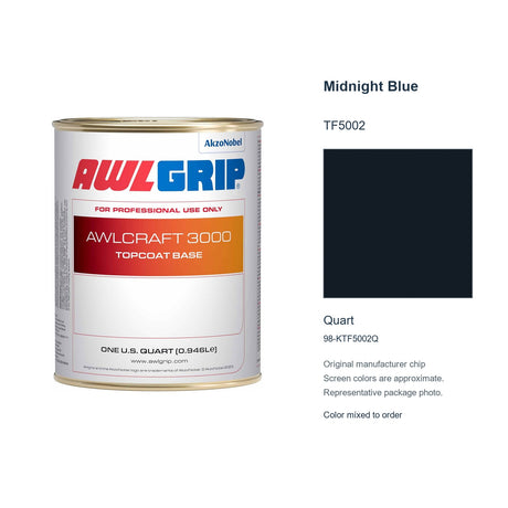Awlgrip Awlcraft 3000 Midnight Blue TF5002, Quart, 98-KTF5002Q: representative original can with exact manufacturer color card sample