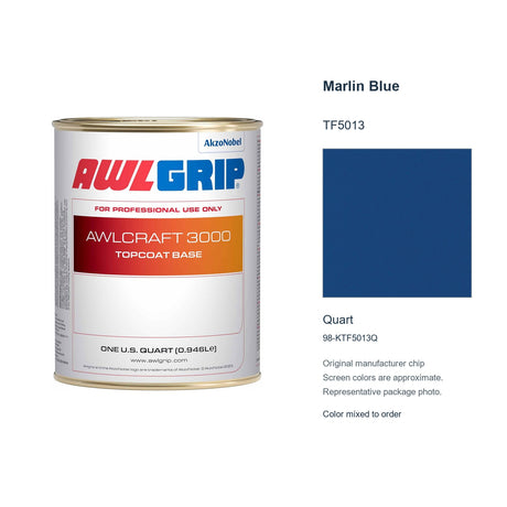 Awlgrip Awlcraft 3000 Marlin Blue TF5013, Quart, 98-KTF5013Q: representative original can with exact manufacturer color card sample