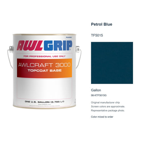 Awlgrip Awlcraft 3000 Petrol Blue TF5015, Gallon, 98-KTF5015G: representative original can with exact manufacturer color card sample