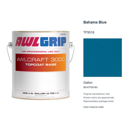 Awlgrip Awlcraft 3000 Bahama Blue TF5018, Gallon, 98-KTF5018G: representative original can with exact manufacturer color card sample