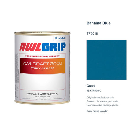 Awlgrip Awlcraft 3000 Bahama Blue TF5018, Quart, 98-KTF5018Q: representative original can with exact manufacturer color card sample