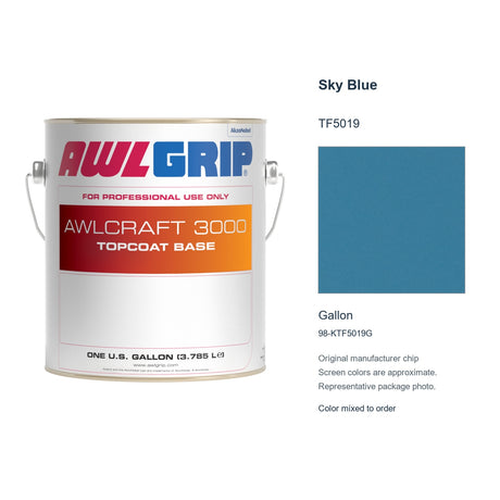 Awlgrip Awlcraft 3000 Sky Blue TF5019, Gallon, 98-KTF5019G: representative original can with exact manufacturer color card sample
