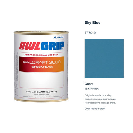 Awlgrip Awlcraft 3000 Sky Blue TF5019, Quart, 98-KTF5019Q: representative original can with exact manufacturer color card sample