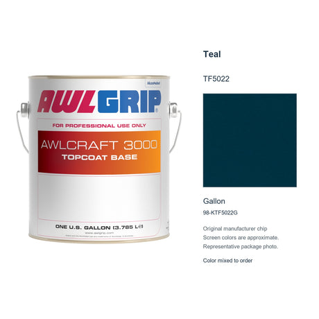 Awlgrip Awlcraft 3000 Teal TF5022, Gallon, 98-KTF5022G: representative original can with exact manufacturer color card sample