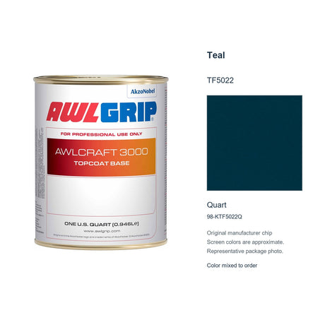 Awlgrip Awlcraft 3000 Teal TF5022, Quart, 98-KTF5022Q: representative original can with exact manufacturer color card sample