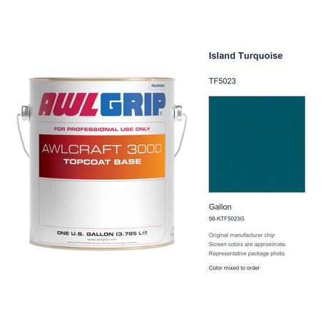 Awlgrip Awlcraft 3000 Island Turquoise TF5023, Gallon, 98-KTF5023G: representative original can with exact manufacturer color card sample