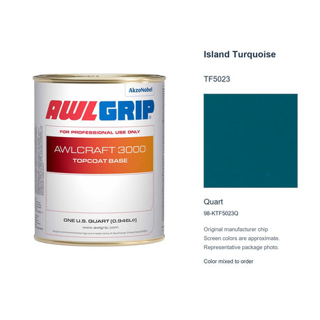 Awlgrip Awlcraft 3000 Island Turquoise TF5023, Quart, 98-KTF5023Q: representative original can with exact manufacturer color card sample