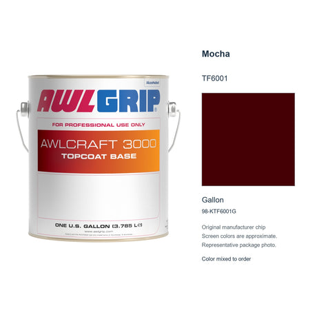 Awlgrip Awlcraft 3000 Mocha TF6001, Gallon, 98-KTF6001G: representative original can with exact manufacturer color card sample