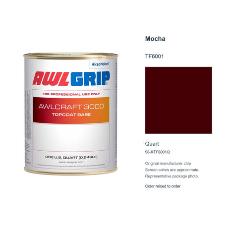 Awlgrip Awlcraft 3000 Mocha TF6001, Quart, 98-KTF6001Q: representative original can with exact manufacturer color card sample