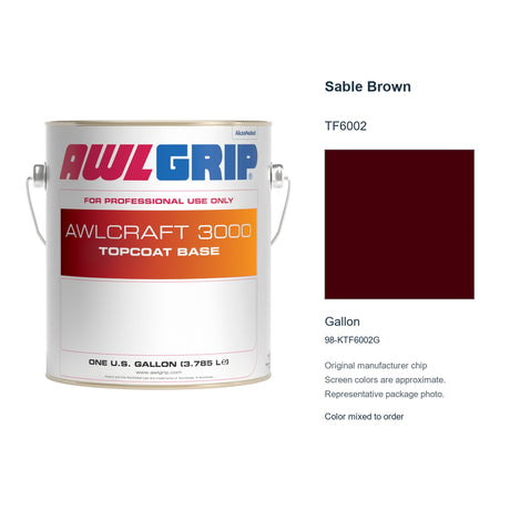 Awlgrip Awlcraft 3000 Sable Brown TF6002, Gallon, 98-KTF6002G: representative original can with exact manufacturer color card sample