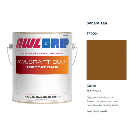 Awlgrip Awlcraft 3000 Sahara Tan TF6004, Gallon, 98-KTF6004G: representative original can with exact manufacturer color card sample