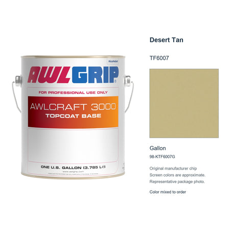 Awlgrip Awlcraft 3000 Desert Tan TF6007, Gallon, 98-KTF6007G: representative original can with exact manufacturer color card sample