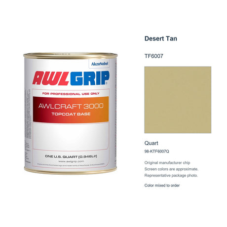 Awlgrip Awlcraft 3000 Desert Tan TF6007, Quart, 98-KTF6007Q: representative original can with exact manufacturer color card sample