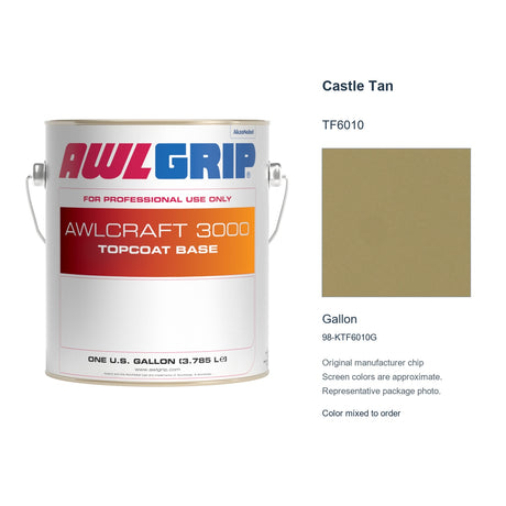 Awlgrip Awlcraft 3000 Castle Tan TF6010, Gallon, 98-KTF6010G: representative original can with exact manufacturer color card sample