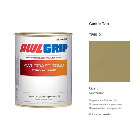 Awlgrip Awlcraft 3000 Castle Tan TF6010, Quart, 98-KTF6010Q: representative original can with exact manufacturer color card sample