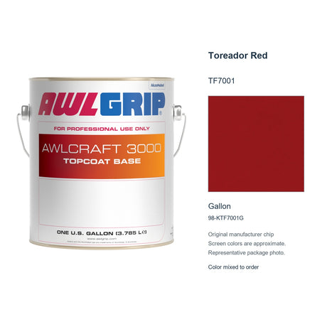 Awlgrip Awlcraft 3000 Toreador Red TF7001, Gallon, 98-KTF7001G: representative original can with exact manufacturer color card sample