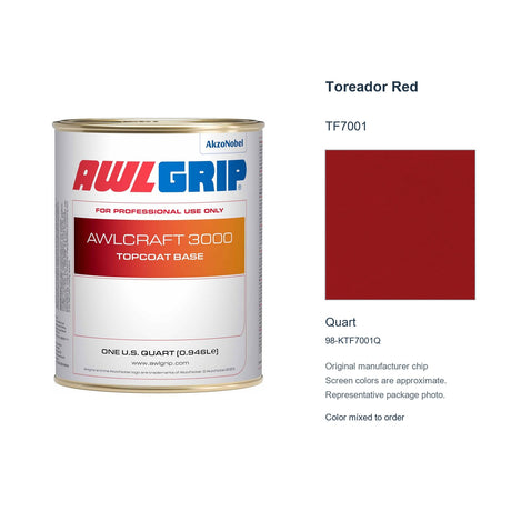 Awlgrip Awlcraft 3000 Toreador Red TF7001, Quart, 98-KTF7001Q: representative original can with exact manufacturer color card sample