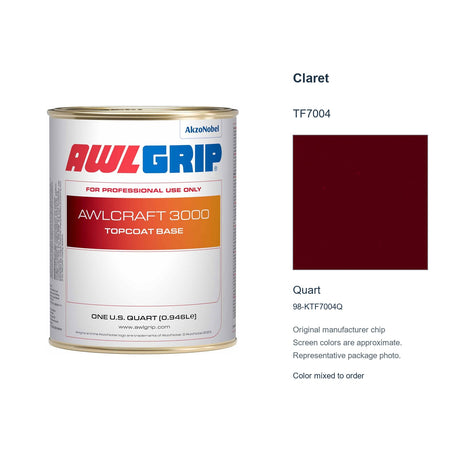 Awlgrip Awlcraft 3000 Claret TF7004, Quart, 98-KTF7004Q: representative original can with exact manufacturer color card sample