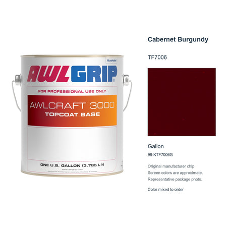 Awlgrip Awlcraft 3000 Cabernet Burgundy TF7006, Gallon, 98-KTF7006G: representative original can with exact manufacturer color card sample