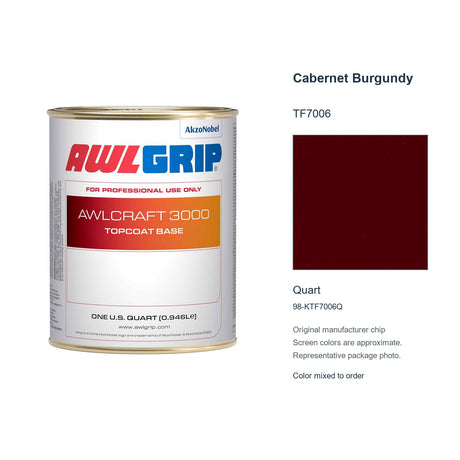 Awlgrip Awlcraft 3000 Cabernet Burgundy TF7006, Quart, 98-KTF7006Q: representative original can with exact manufacturer color card sample