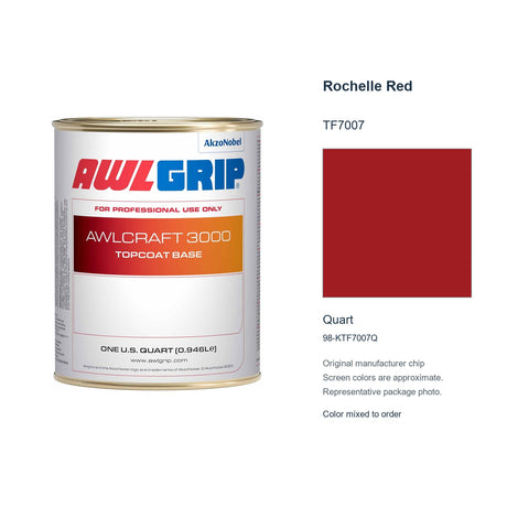 Awlgrip Awlcraft 3000 Rochelle Red TF7007, Quart, 98-KTF7007Q: representative original can with exact manufacturer color card sample